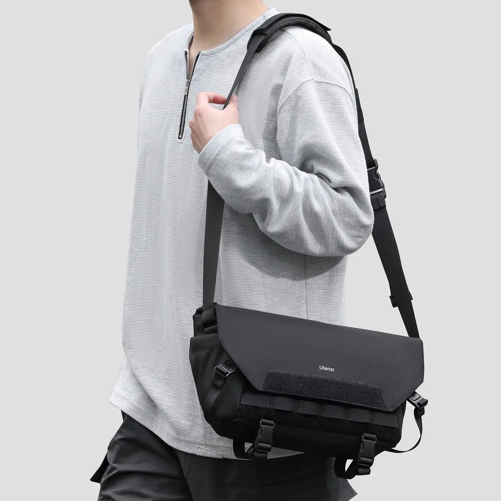 Ulanzi BC08 9L Tactical Camera Sling Bag with Tripod Strap Holder, Velcro Closure, Removable Interior Storage Dividers, and Detachable Shoulder Pad for Sony FUJIFILM Nikon Canon Panasonic Lumix Olympus DJI Insta360 GoPro
