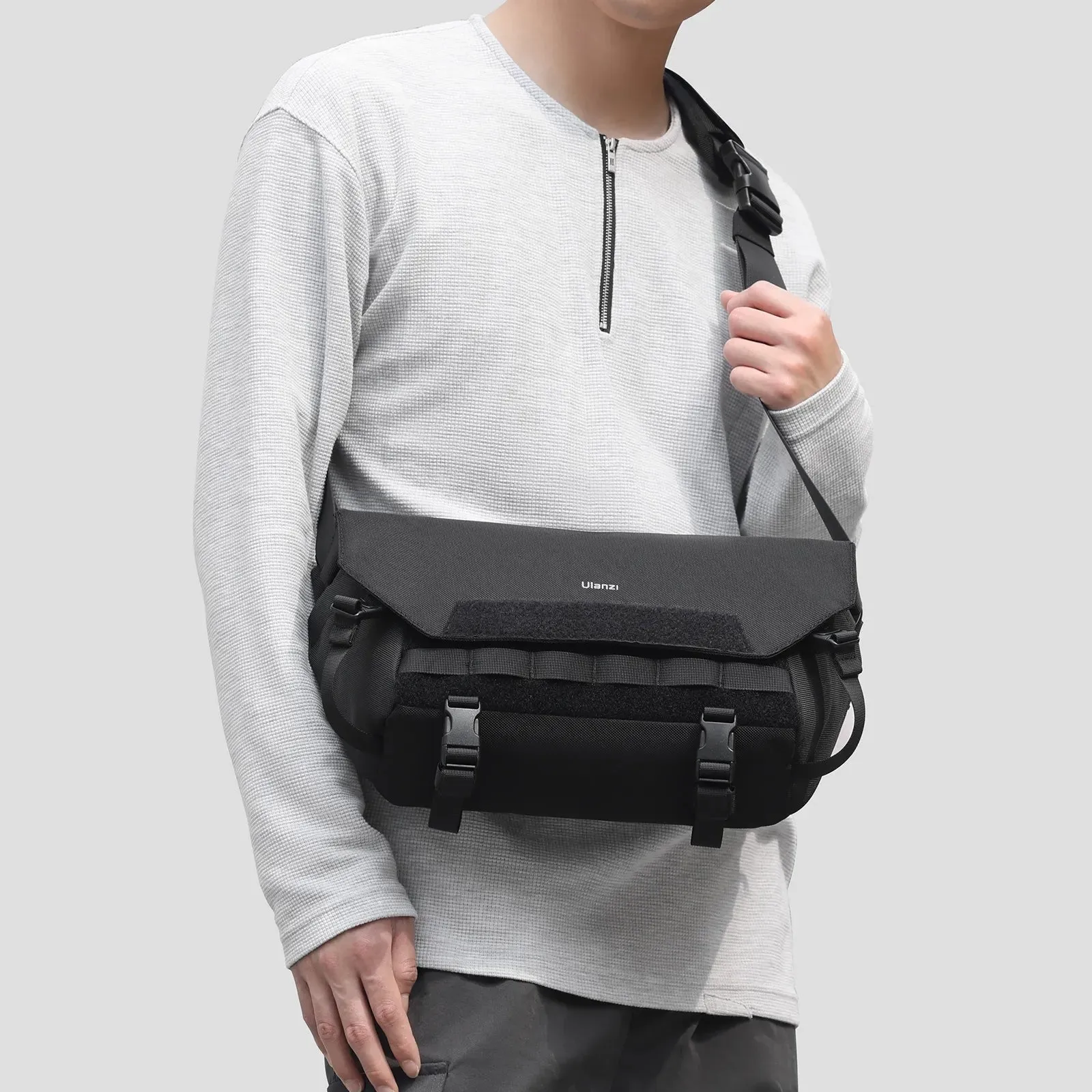 Ulanzi BC08 9L Tactical Camera Sling Bag with Tripod Strap Holder, Velcro Closure, Removable Interior Storage Dividers, and Detachable Shoulder Pad for Sony FUJIFILM Nikon Canon Panasonic Lumix Olympus DJI Insta360 GoPro