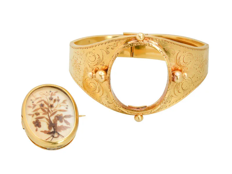 Victorian Hair Miniature Convertible Brooch Bracelet