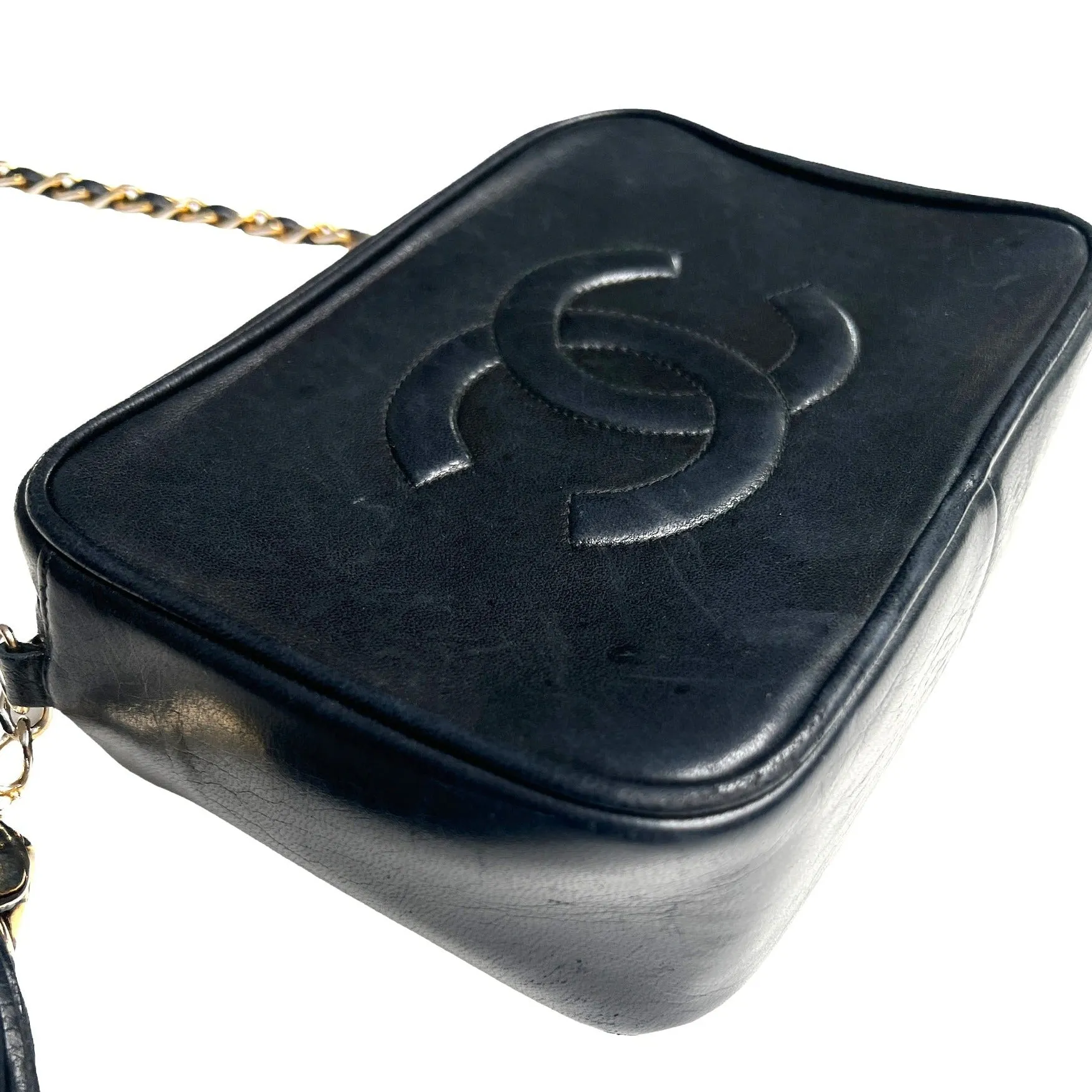Vintage Black Leather Camera Bag