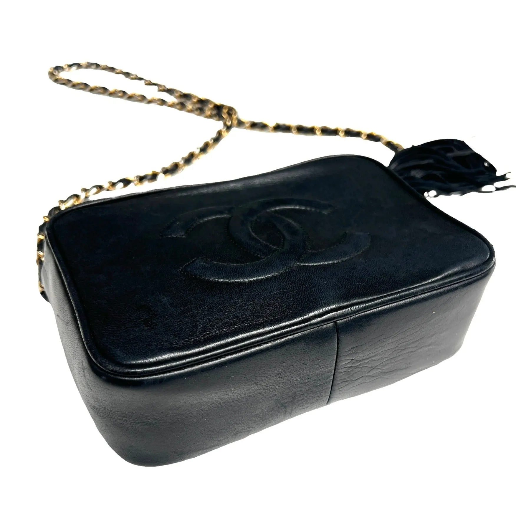 Vintage Black Leather Camera Bag