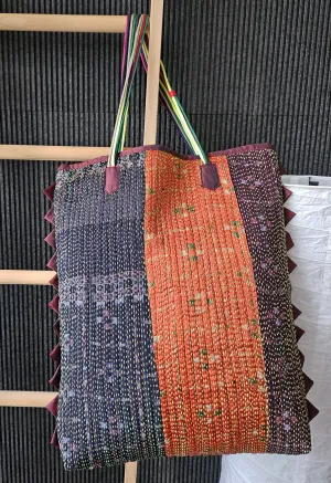Vintage Kantha Tote Brown