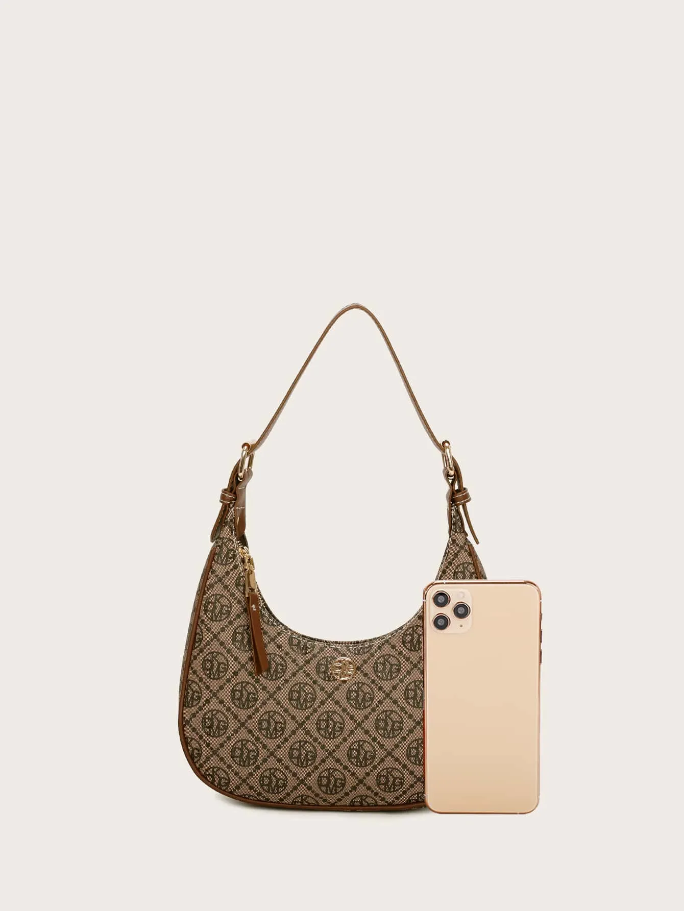 Vintage Retro Pattern Design Pu Zipper Closure Shoulder Bag