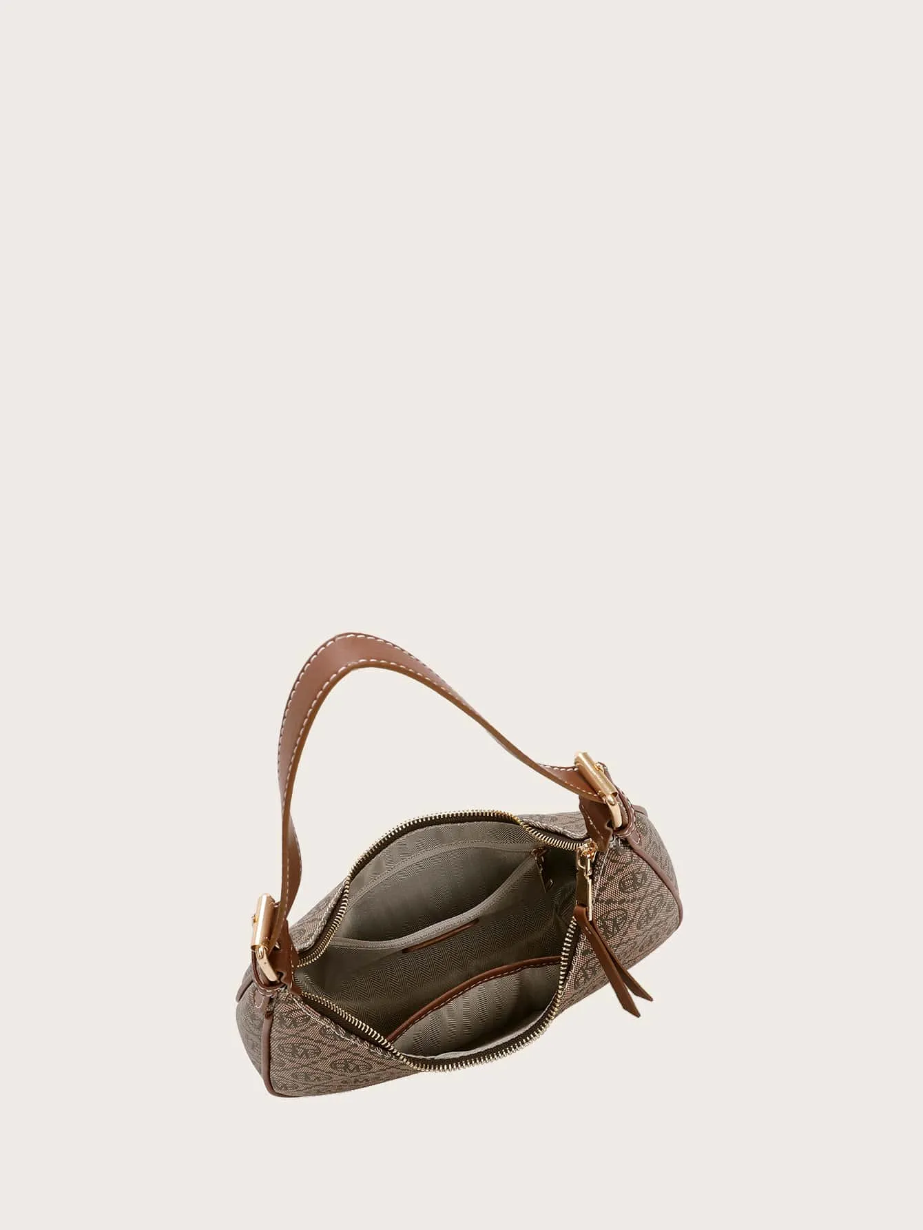 Vintage Retro Pattern Design Pu Zipper Closure Shoulder Bag