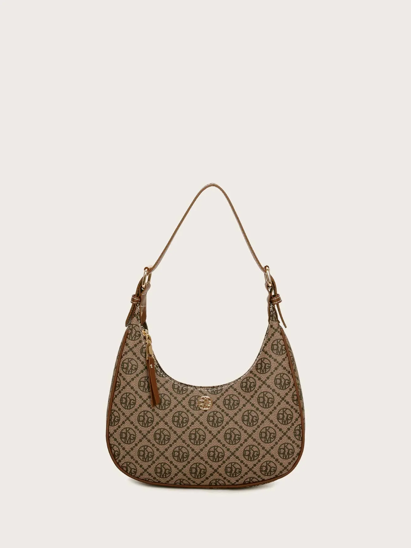 Vintage Retro Pattern Design Pu Zipper Closure Shoulder Bag