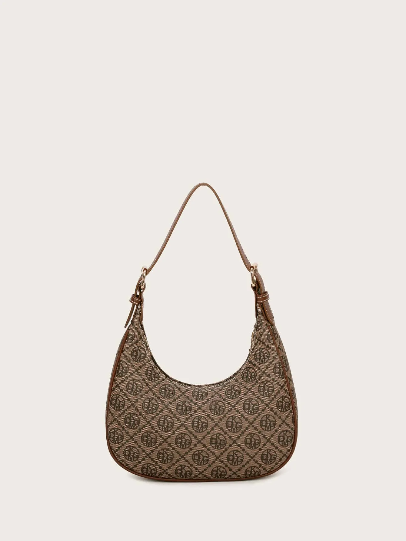 Vintage Retro Pattern Design Pu Zipper Closure Shoulder Bag