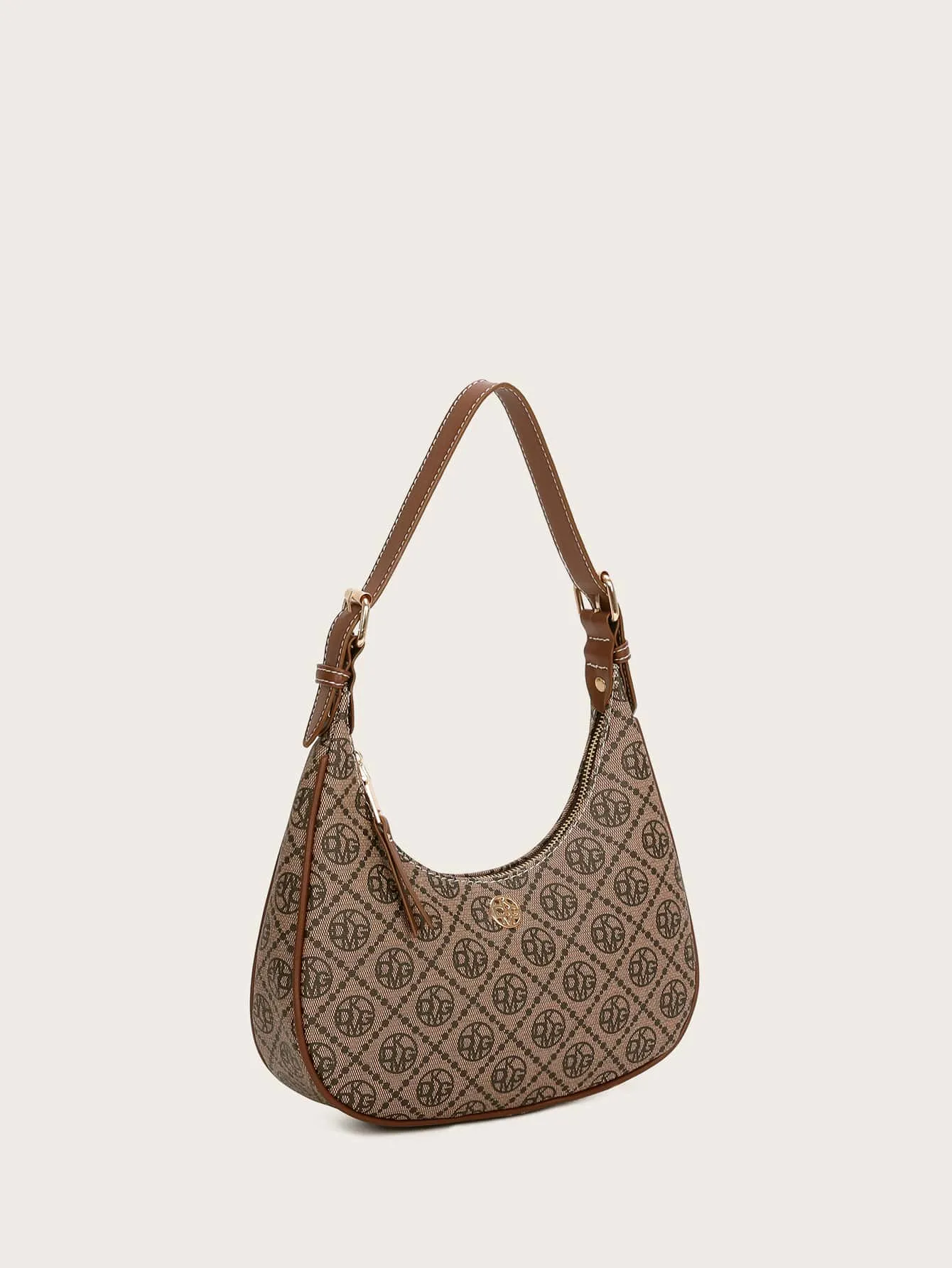 Vintage Retro Pattern Design Pu Zipper Closure Shoulder Bag
