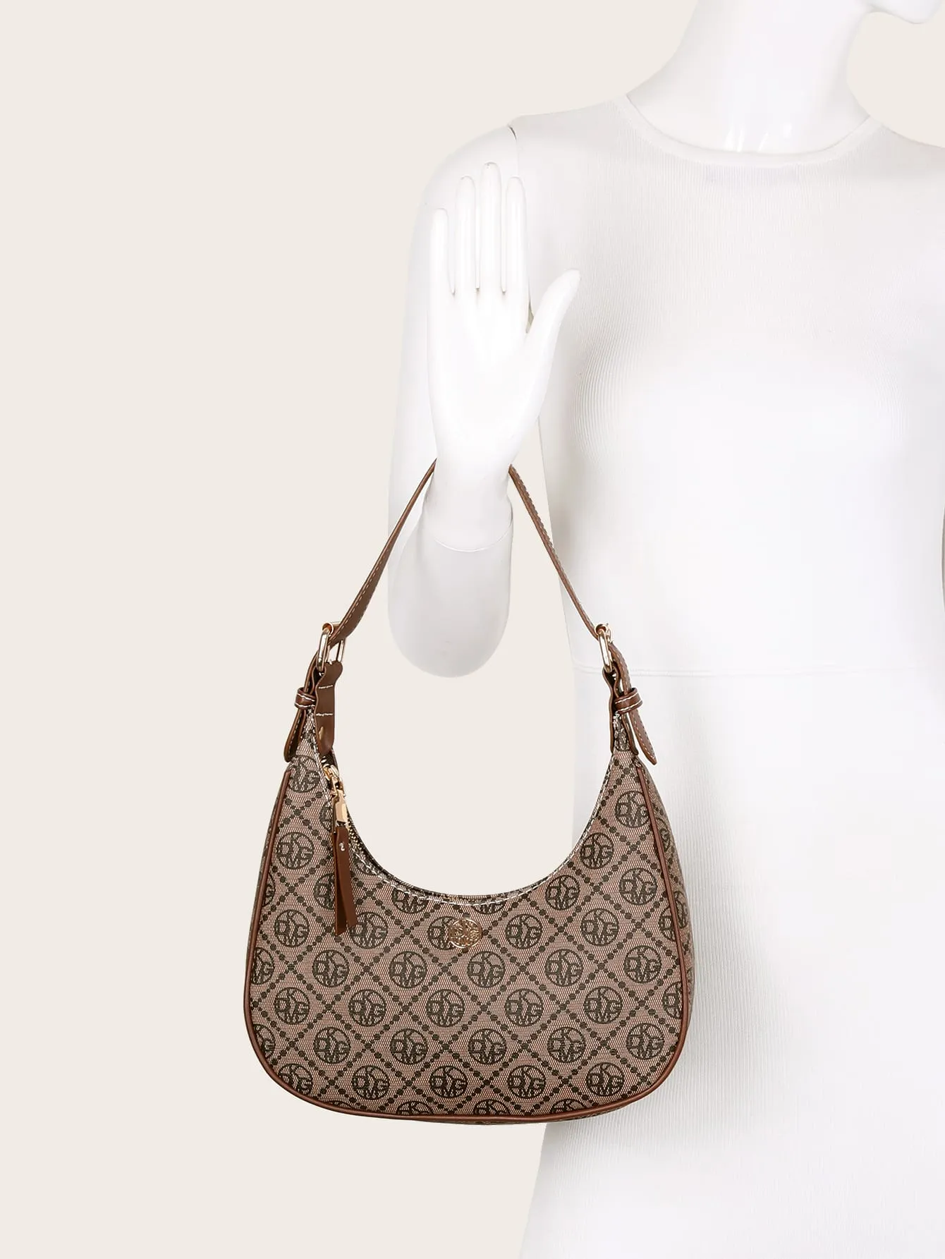 Vintage Retro Pattern Design Pu Zipper Closure Shoulder Bag