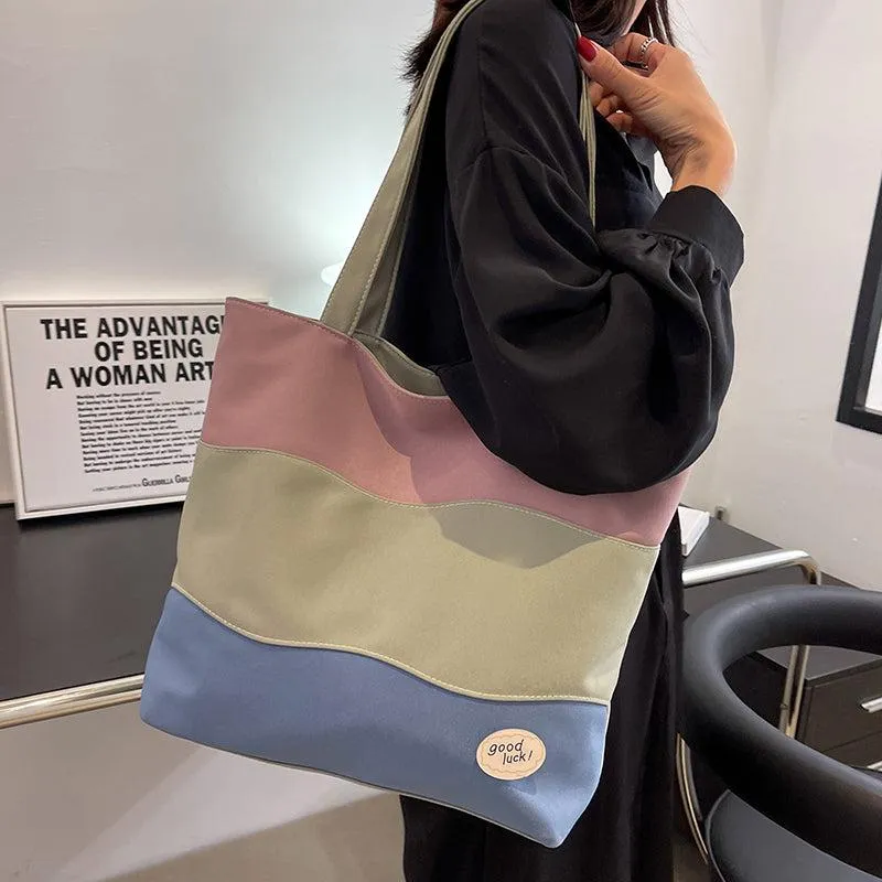 Vvsha Contrast Canvas Shopping Bag