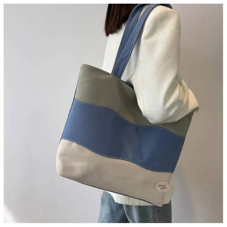 Vvsha Contrast Canvas Shopping Bag