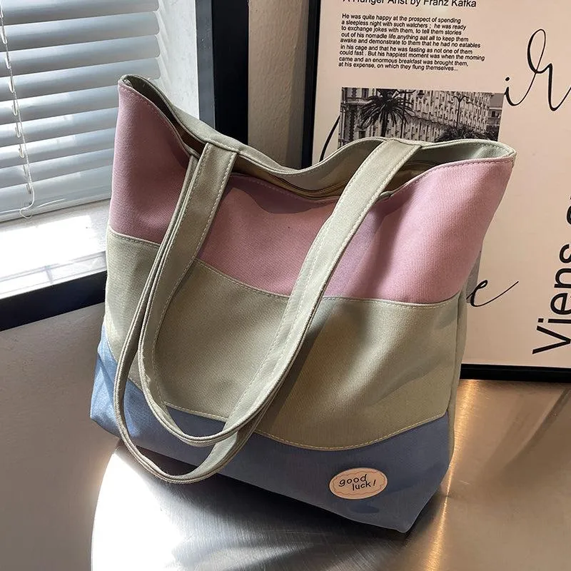 Vvsha Contrast Canvas Shopping Bag