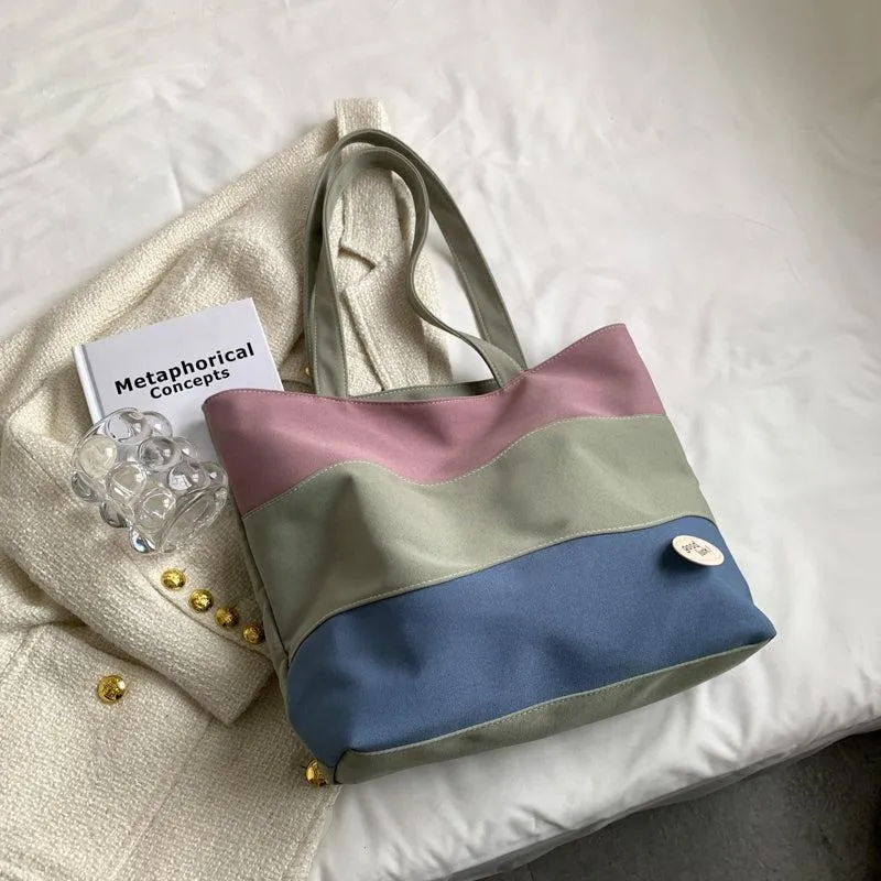 Vvsha Contrast Canvas Shopping Bag