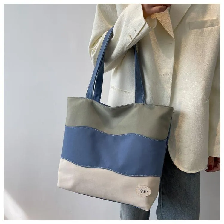 Vvsha Contrast Canvas Shopping Bag