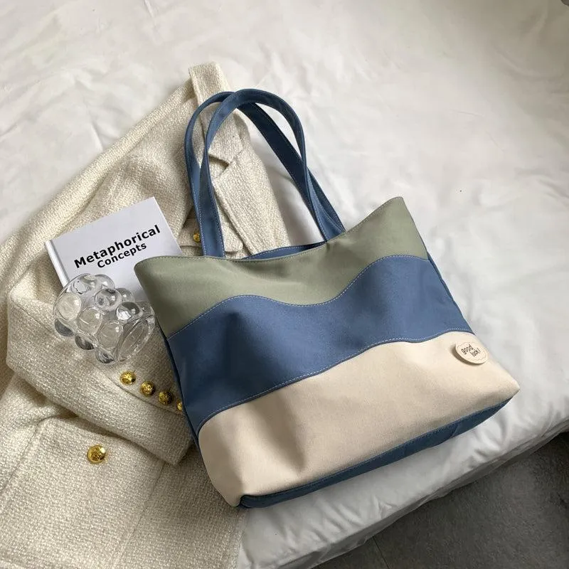 Vvsha Contrast Canvas Shopping Bag