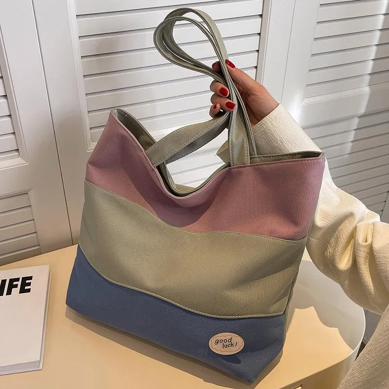 Vvsha Contrast Canvas Shopping Bag