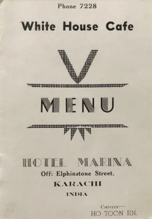 White House Cafe Menu (Hotel Marina)