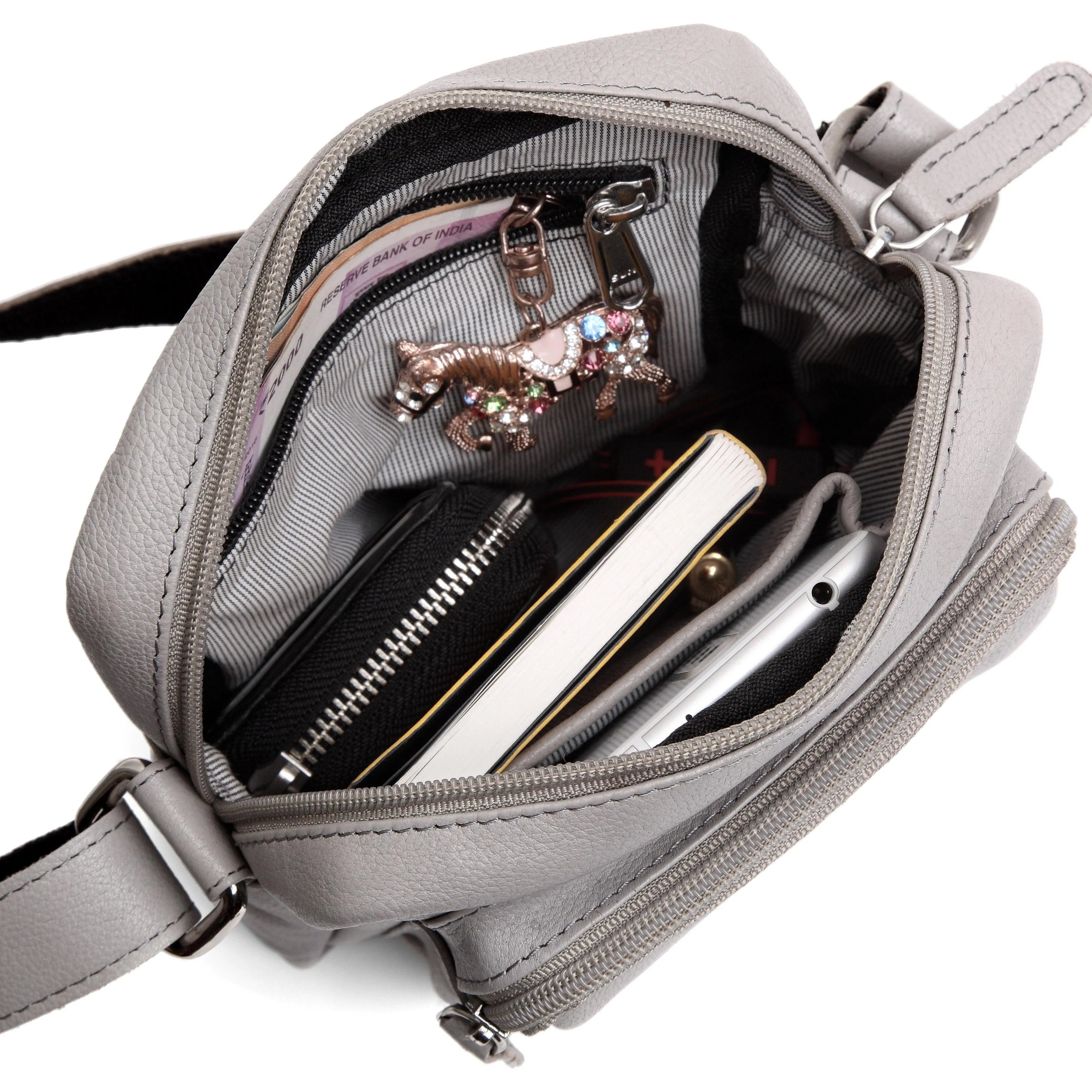 WildHorn® Upper Grain Genuine Leather Ladies Sling Bag | Cross-body Bag | Shoulder Bag with Adjustable Strap for Girls & Women.