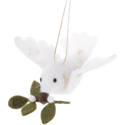Winter White Dove of Peace Felt Ornament