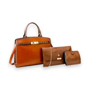 Women's 3-Piece Croc-Embossed Handbag Set