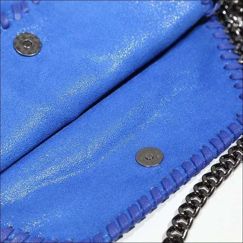 Womens Faux Suede PU Leather Medium Chain Shoulder Bag