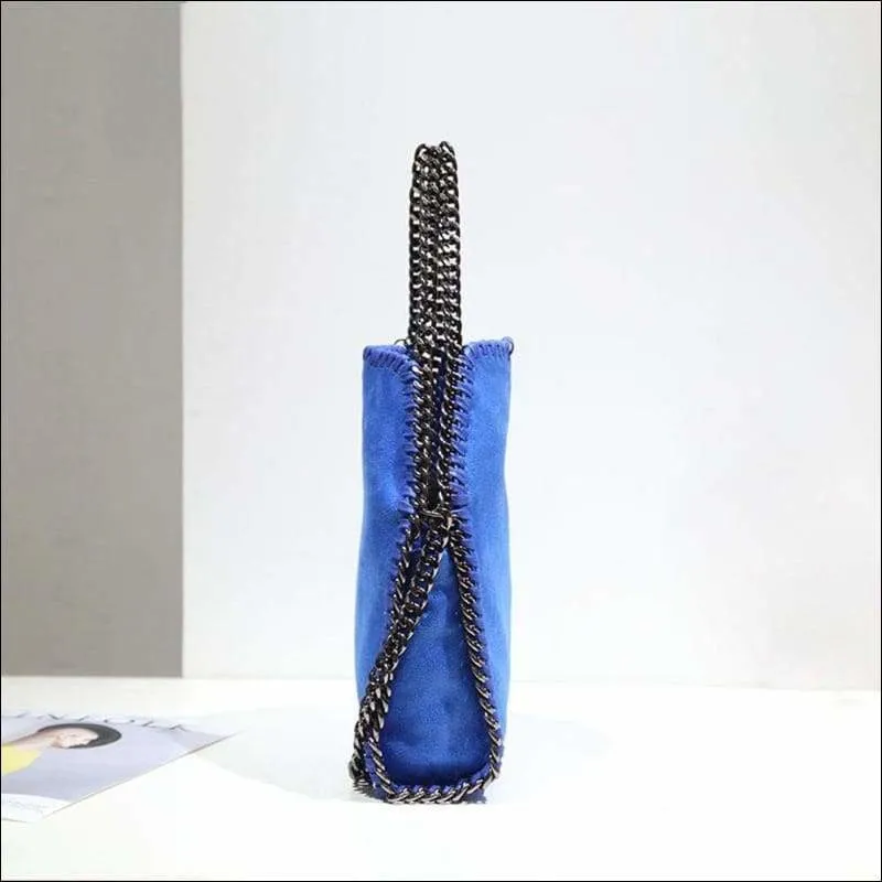 Womens Faux Suede PU Leather Medium Chain Shoulder Bag