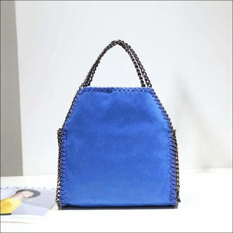 Womens Faux Suede PU Leather Medium Chain Shoulder Bag