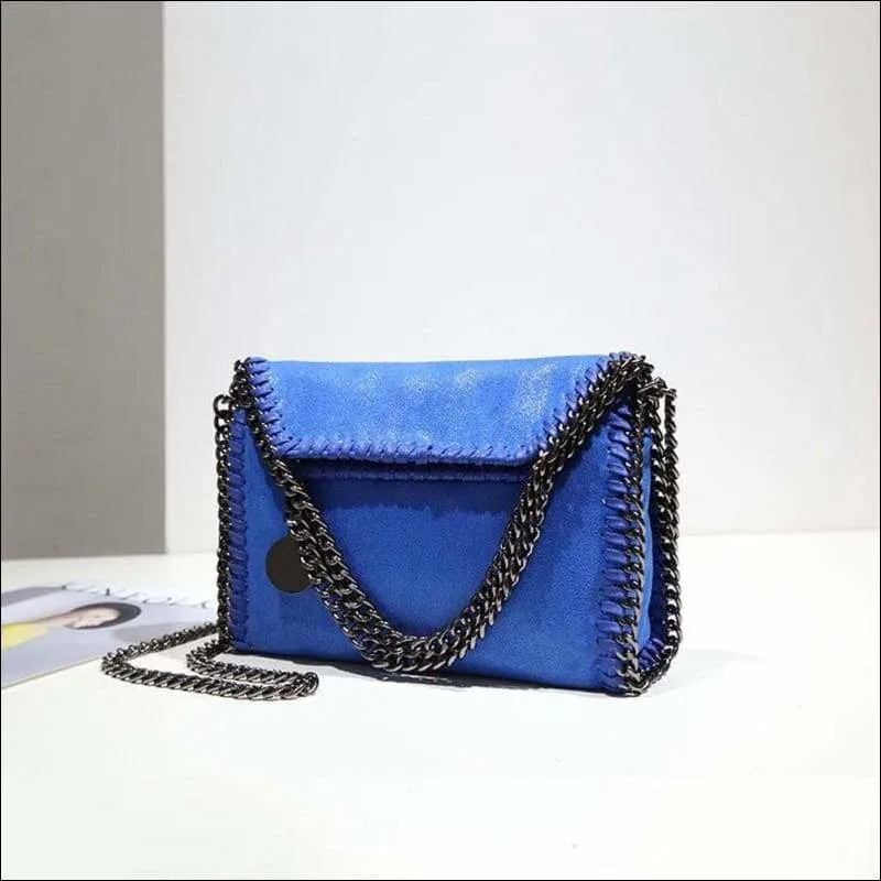 Womens Faux Suede PU Leather Medium Chain Shoulder Bag
