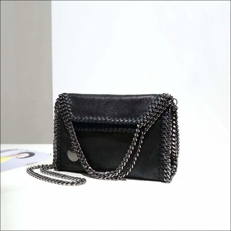 Womens Faux Suede PU Leather Medium Chain Shoulder Bag