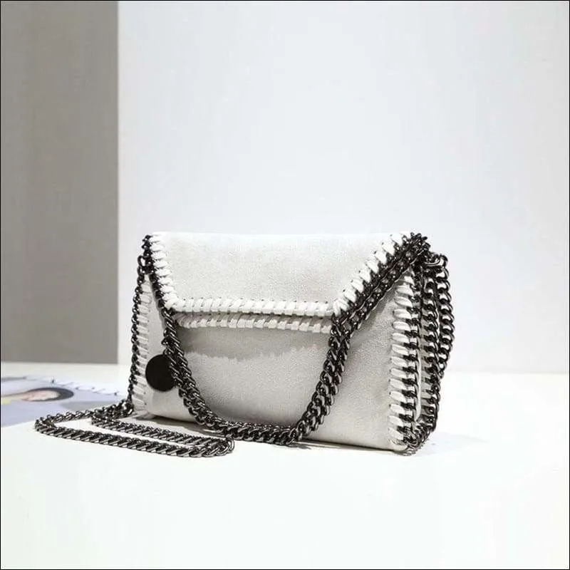 Womens Faux Suede PU Leather Medium Chain Shoulder Bag