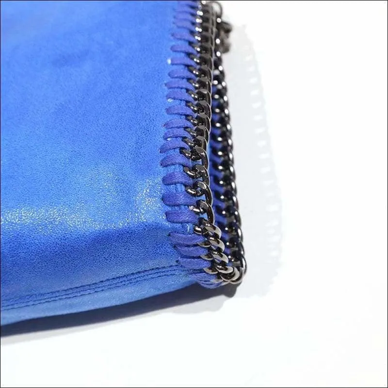 Womens Faux Suede PU Leather Medium Chain Shoulder Bag