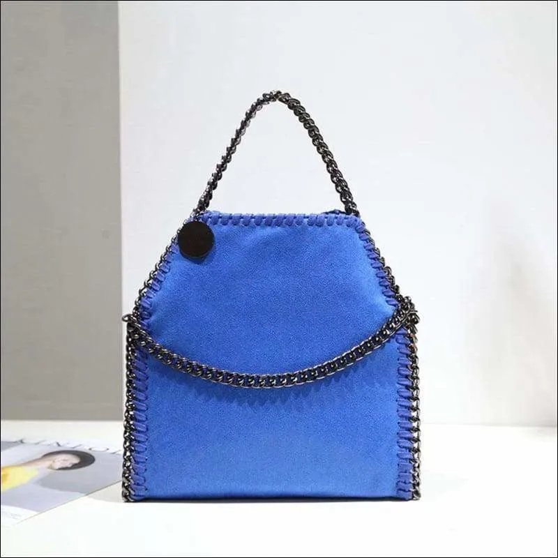Womens Faux Suede PU Leather Medium Chain Shoulder Bag