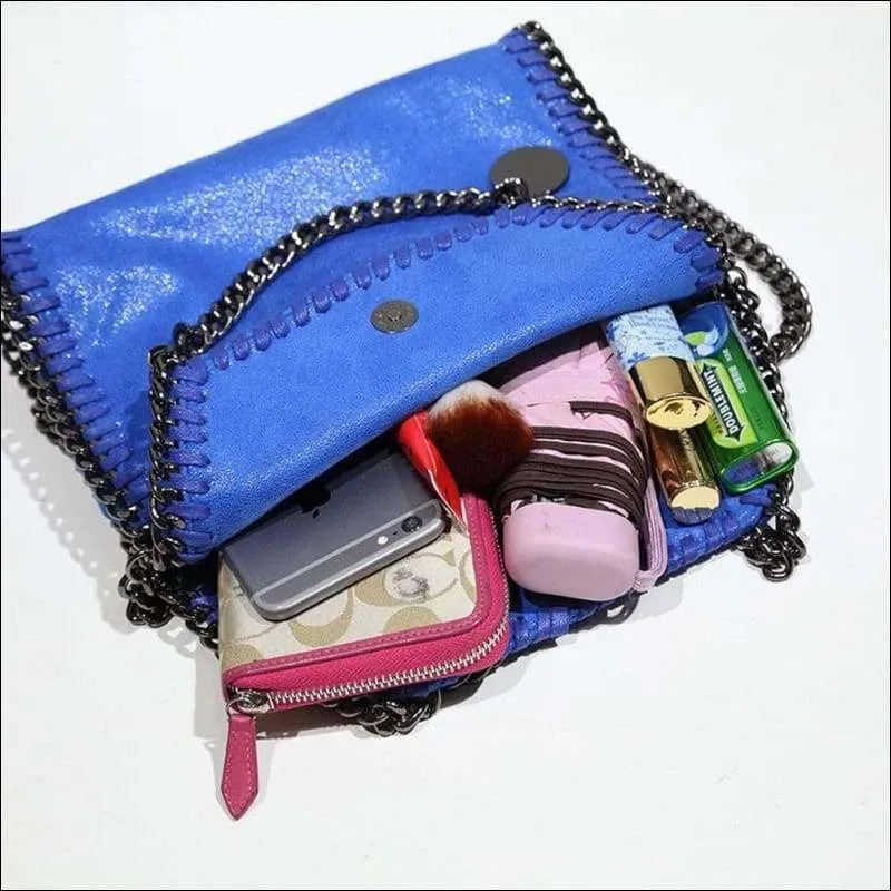 Womens Faux Suede PU Leather Medium Chain Shoulder Bag