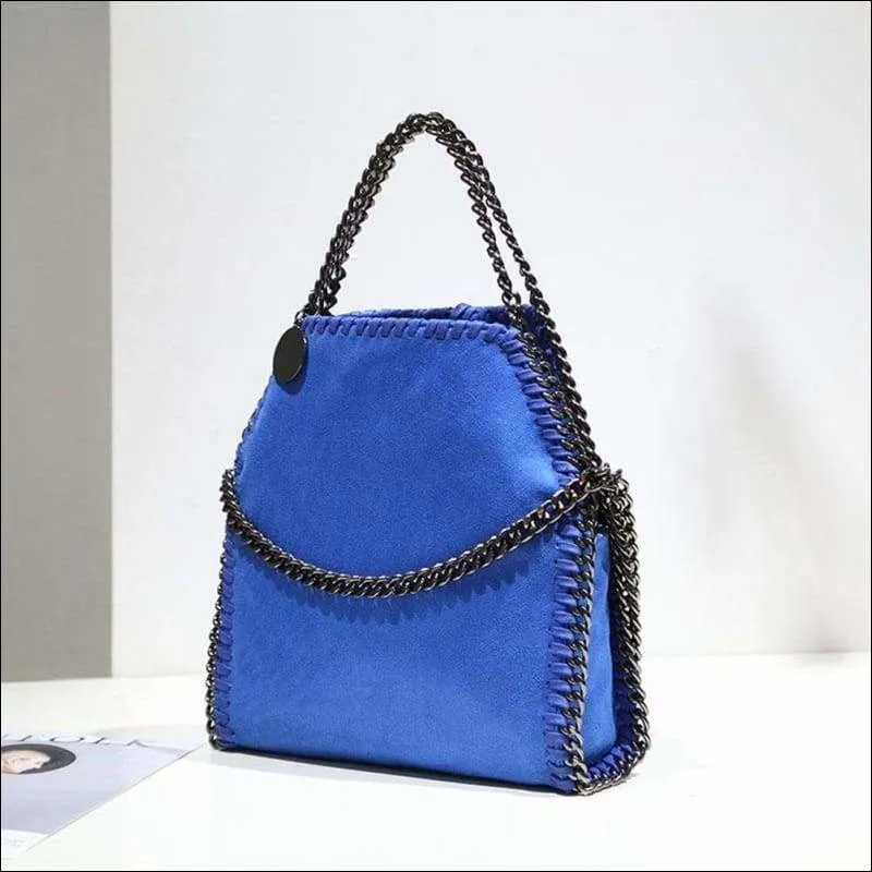 Womens Faux Suede PU Leather Medium Chain Shoulder Bag
