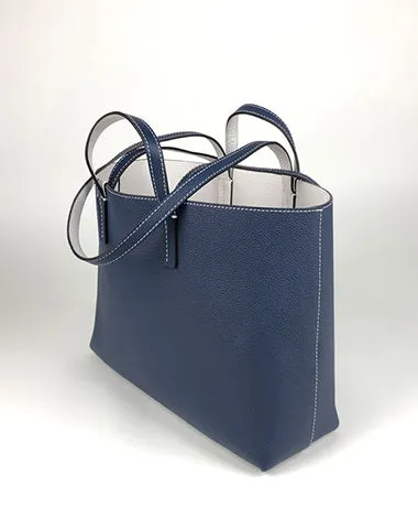 Womens Navy Leather Shoulder Tote Bags Best Tote Handbag Shopper Bags Purse for Ladies
