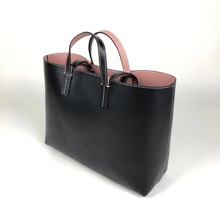 Womens Navy Leather Shoulder Tote Bags Best Tote Handbag Shopper Bags Purse for Ladies