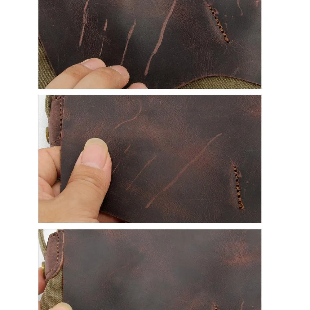 Woosir Vintage Genuine Leather College Backpack Travel