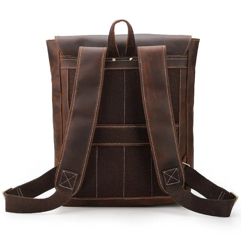 Woosir Vintage Genuine Leather College Backpack Travel